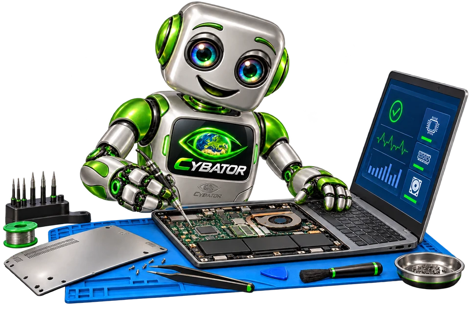 Cybator bei der Laptop-Reparatur